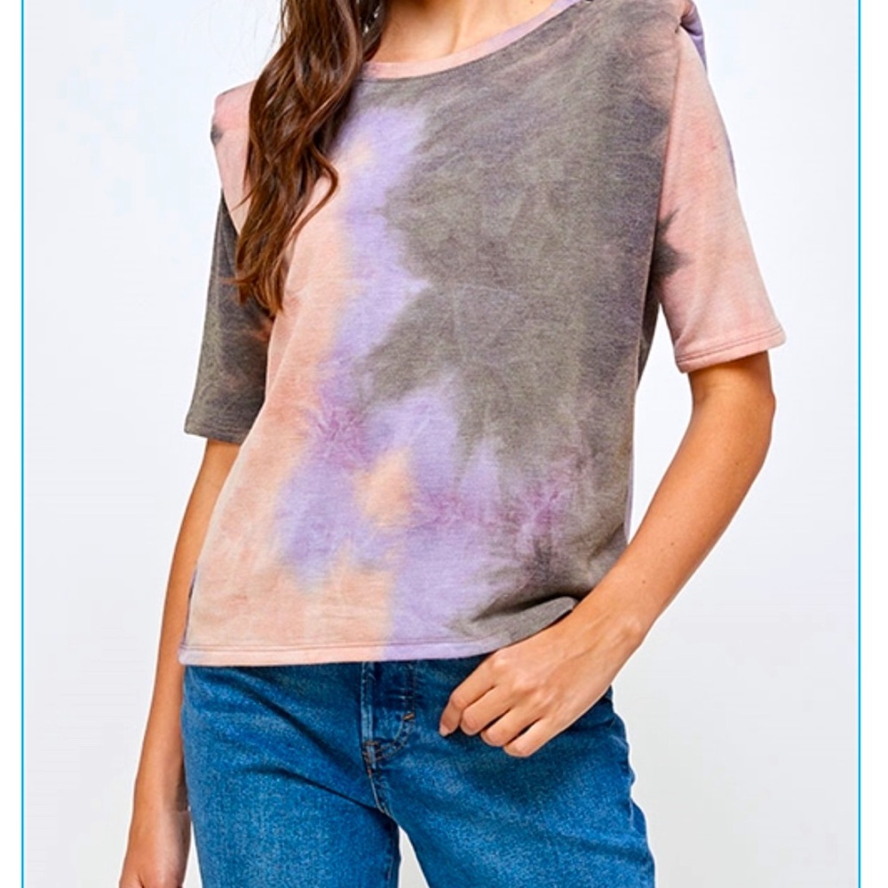 Tie Dye Padded Shoulder Top
